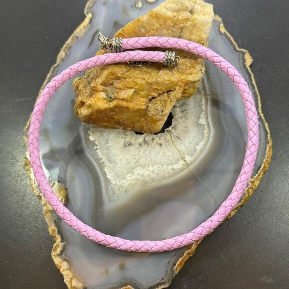 Carolyn Pollack Lilac Braided Leather Lobster Clasp Adjustable Unisex Necklace - Picture 2 of 9